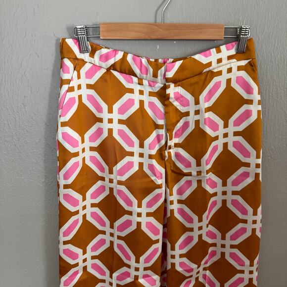 ZARA NEW WOMAN HIGH-WAIST FLOWY PRINTED PANT ORANGE Size Large wide leg - Picture 4 of 8